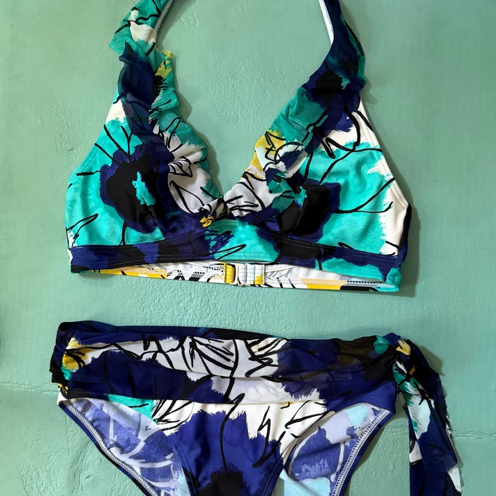 Blue & Green Artistic Bikini Set